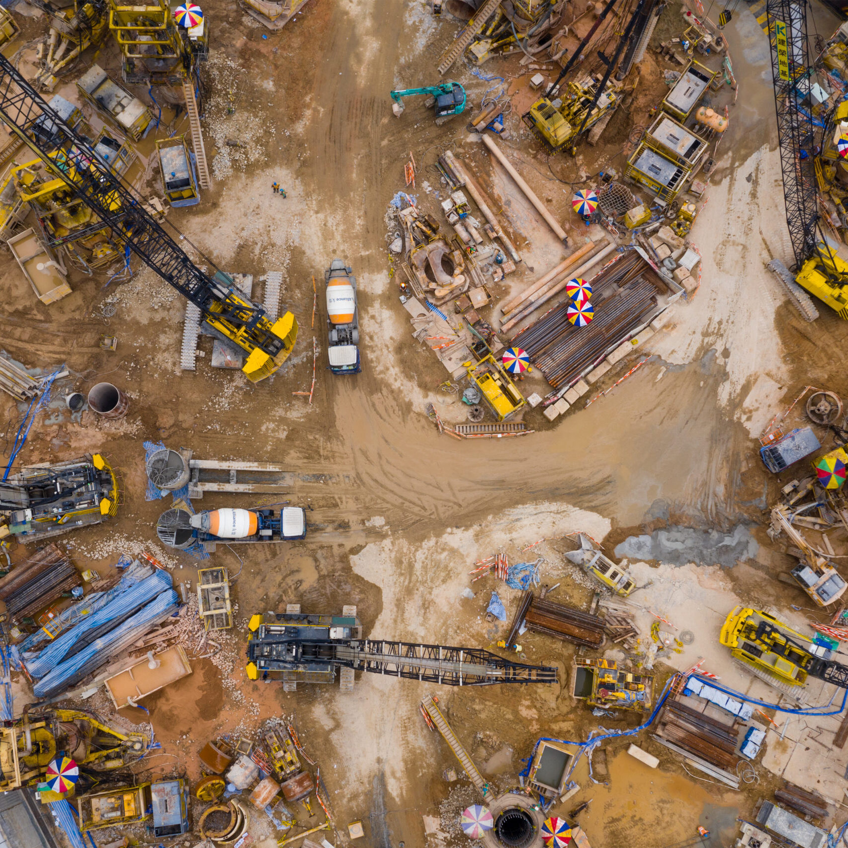 Diamond Hill, Hong Kong 11 April 2019:  Top down view of Construction site